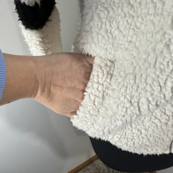 White / Black Softest Sherpa Hoodie Jacket    8319 - Picture 7 of 9